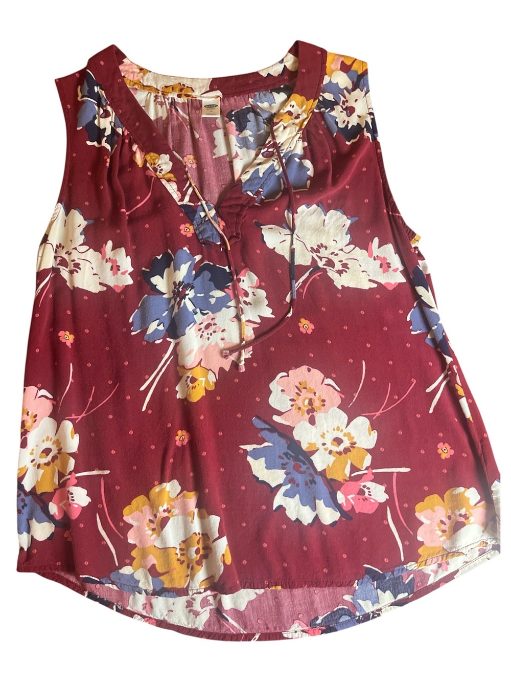 Old Navy Sleeveless Floral Tie-Front Top - Burgundy